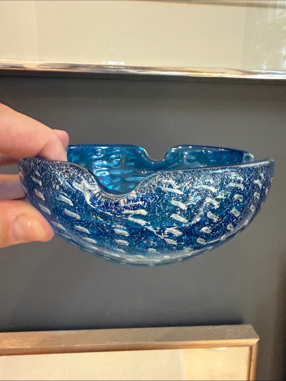 Murano glass bowl with silver leaf inclusions by be AVeM, circa 1960’s